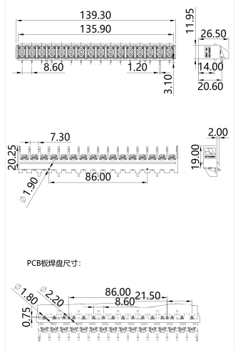柵板式端子臺GT2.5-860-16P(圖1)